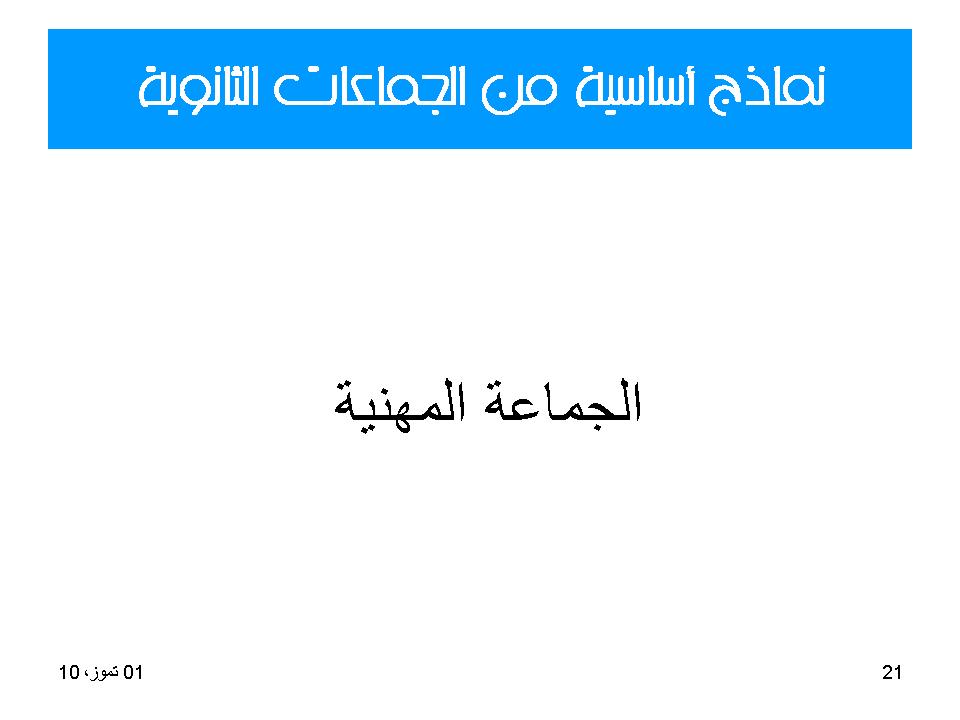 نماذج اساسية من الجماعات الثانوية